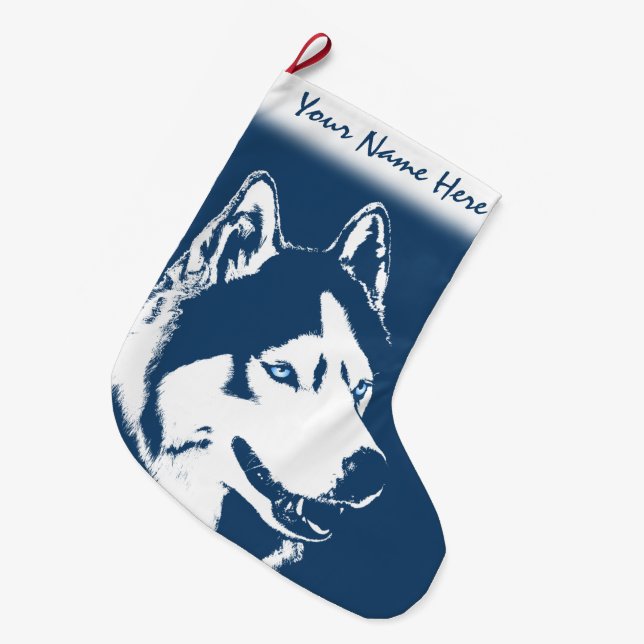 Husky Christmas Stocking Personalised Dog Stocking (Front (Hanging))