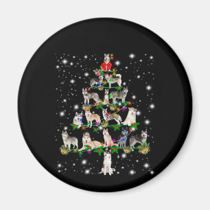 Husky Christmas Tree Covered By Flashlight Magnet
