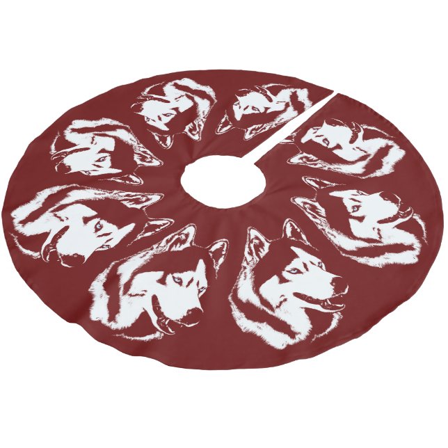 Husky Christmas Tree Skirt Sled Dog Tree Skirts (Angled)