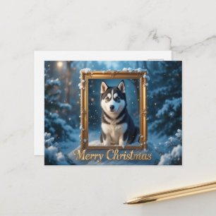 Husky Christmas Winter Dog Holiday Greeting Postcard