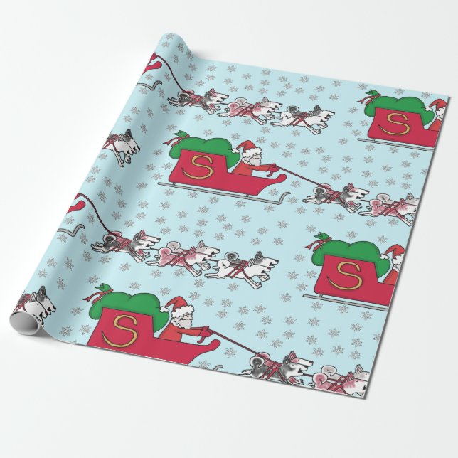 Husky Claus Wrapping Paper (Unrolled)