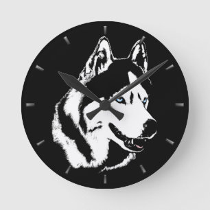 Husky Clock Gifts Decor Sled Dog Wall Clock