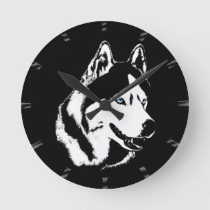 Husky Clock Gifts Decor Sled Dog Wall Clock