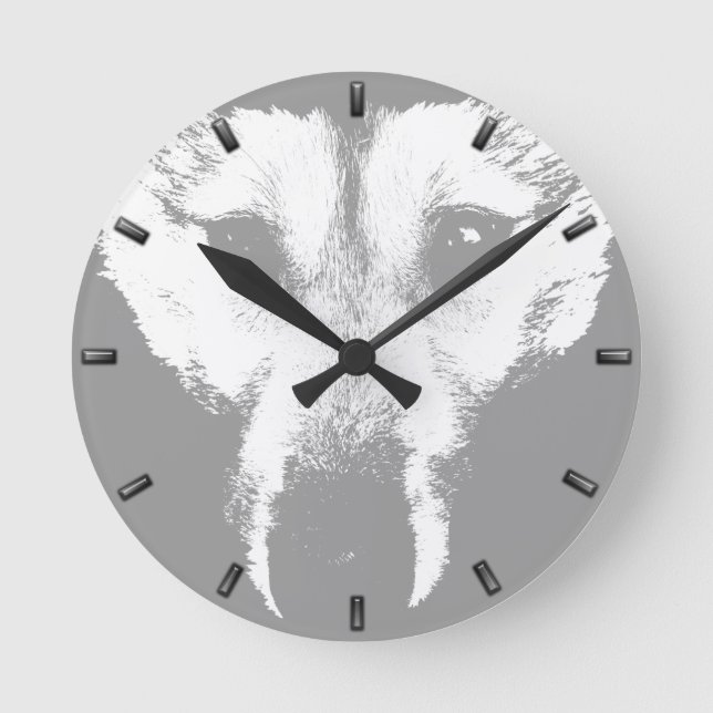 Husky Clock Gifts Decor Wolf Pup Wall Clock (Front)
