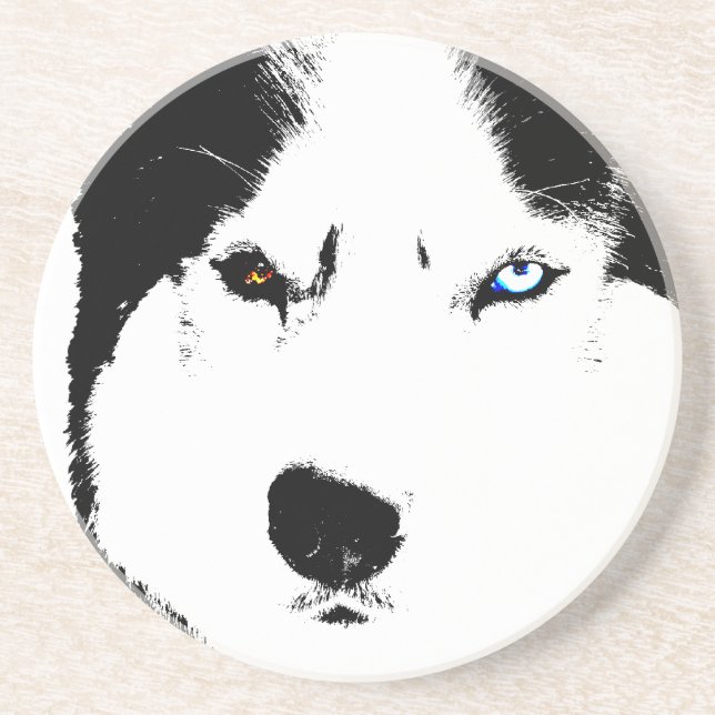 Husky Coaster Bi-eye Husky Malamute Coaster (Front)