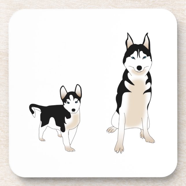 Husky coasters with cork back set. (Front)