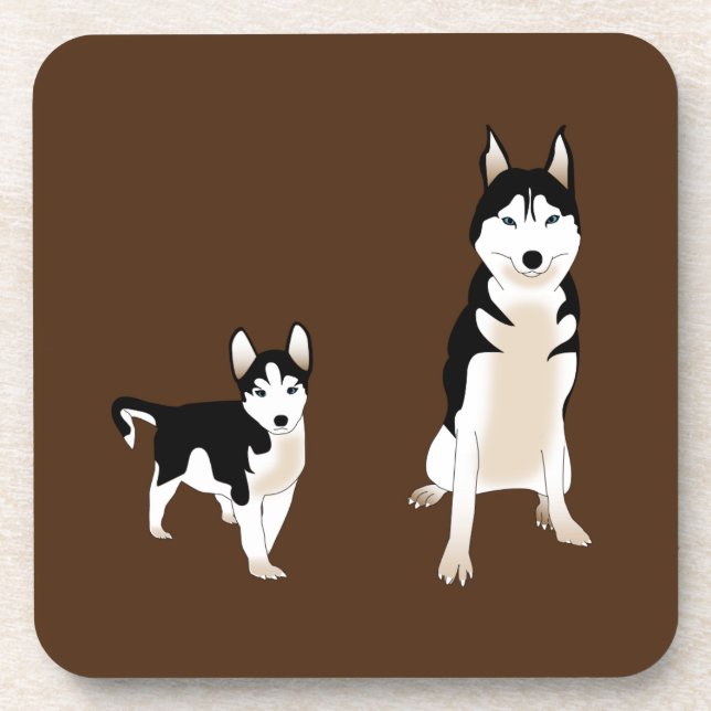 Husky coasters with cork back set. (Front)