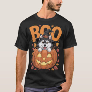 Husky Costume On Pumpkin Halloween Siberian Husky  T-Shirt