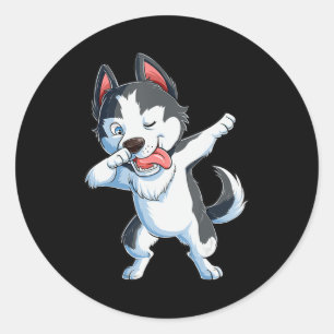 Husky   Dabbing Siberian Husky Lover Boys Kids Dab Classic Round Sticker