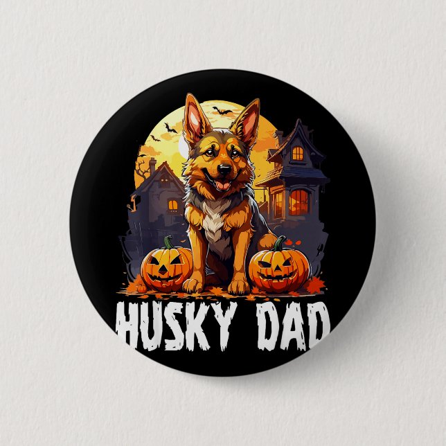 Husky dad halloween  6 cm round badge (Front)