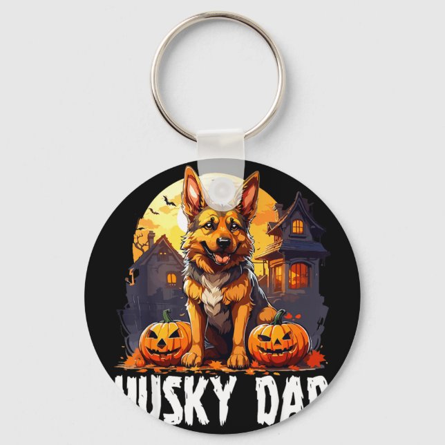 Husky dad halloween  key ring (Front)