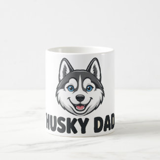 Husky Dad — Smiling Siberian Husky Face for Husky Coffee Mug