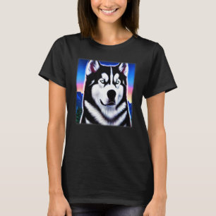 Husky design dog imprint artwork face with Siberia T-Shirt