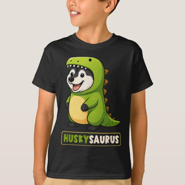 Husky Dinosaur Costume Trex Huskysaurus Animal Lov T-Shirt (Front)