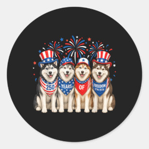 Husky Dog 250 Years Aamerican 1776 2026 4th July Classic Round Sticker