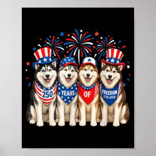 Husky Dog 250 Years Aamerican 1776 2026 4th July Poster