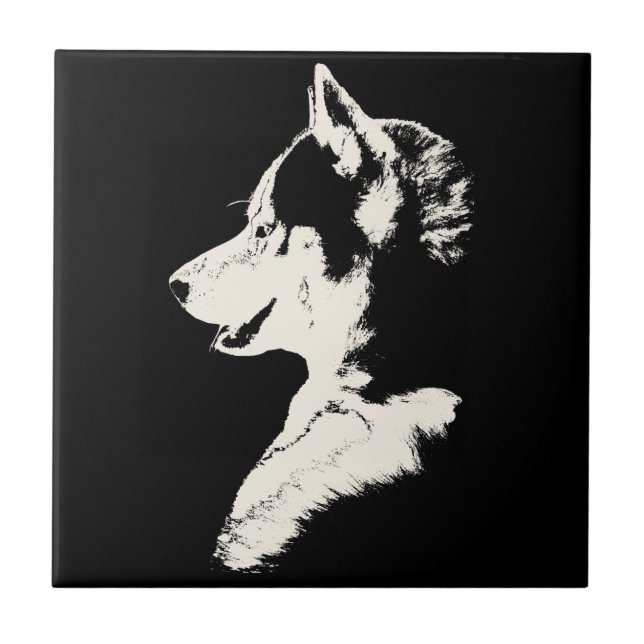 Husky Dog Art Ceramic Tile Sled Dog Decor & Gifts (Front)