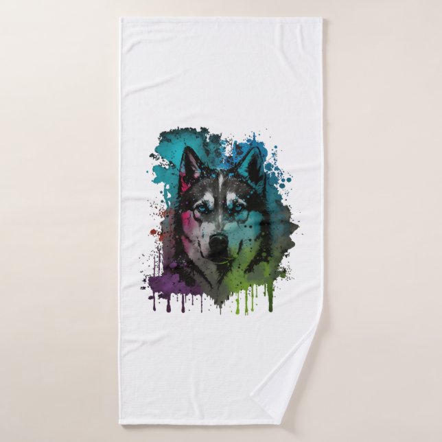 Husky Dog Bath Towel (Bath Towel)