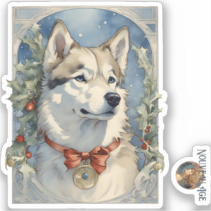 Husky Dog Christmas Sticker