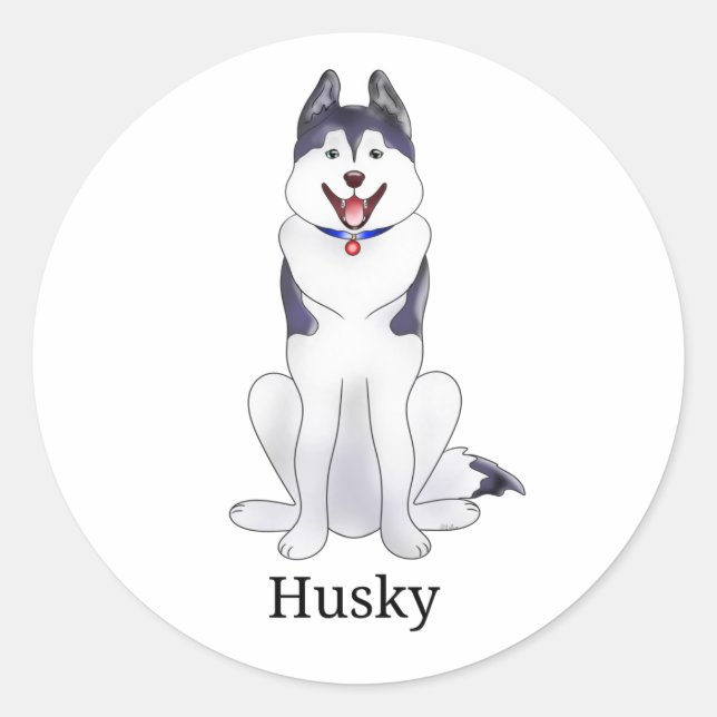 Husky Dog | Classic Round Sticker (Front)