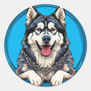 Husky dog classic round sticker