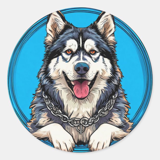 Husky dog classic round sticker (Front)