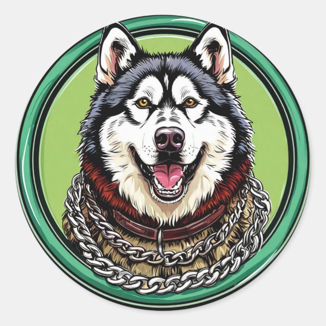 Husky dog classic round sticker (Front)