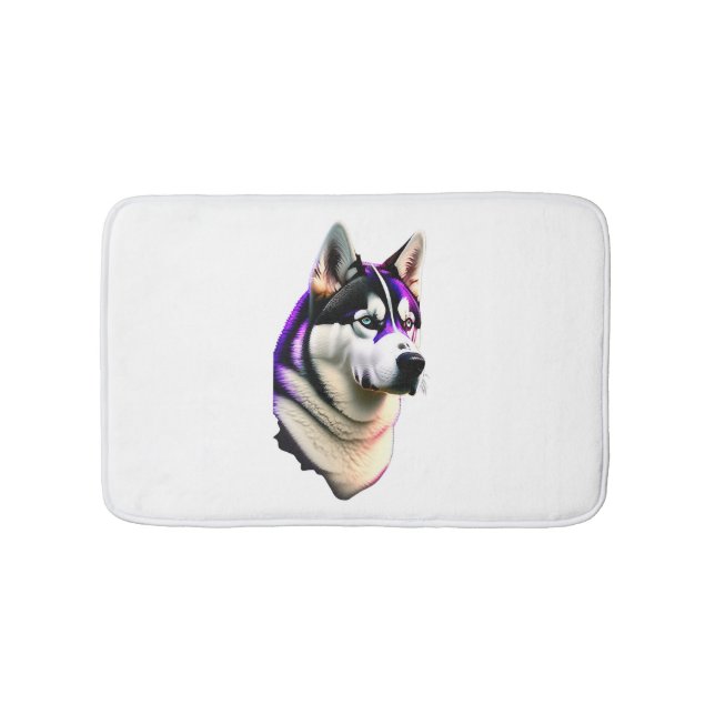 Husky Dog Design Bath Mat (Front)
