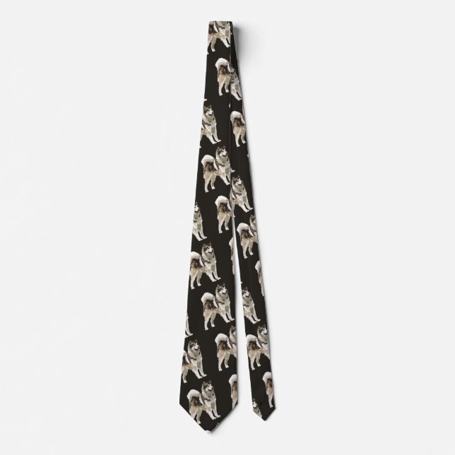 Husky Dog Digital Drawing  Tie (Front)