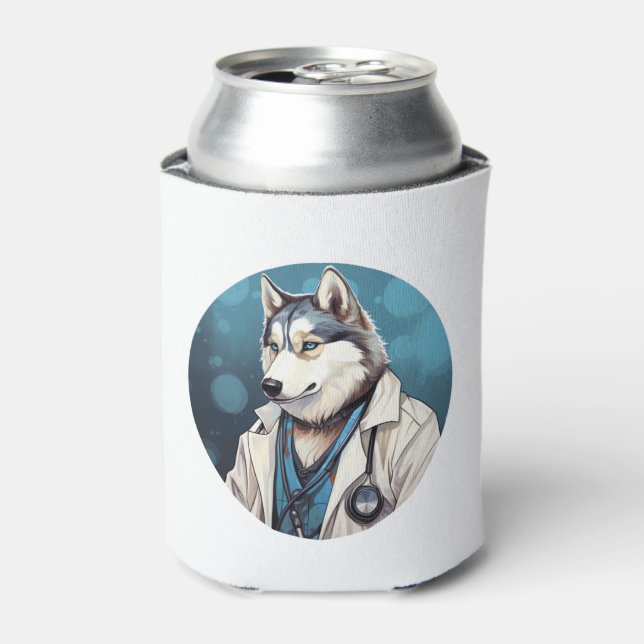 Husky Dog Doctor   Can Cooler (Can Front)