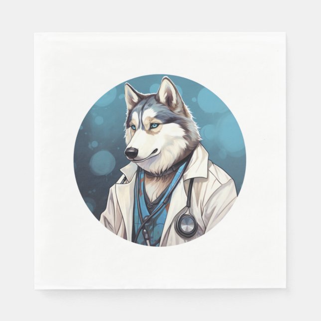 Husky Dog Doctor   Napkin (Front)