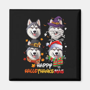 Husky Dog Hallothanksmas Halloween Thanksgiving Xm Magnet
