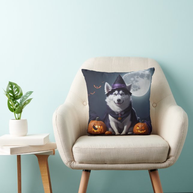Husky Dog Halloween Adventure Moonlit Magic Spooky Cushion (Chair)