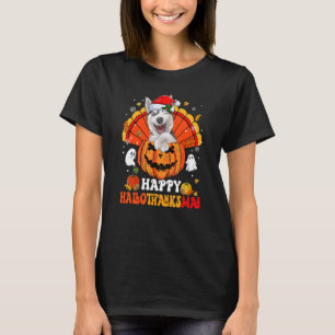 Husky Dog Happy Hallothanksmas Halloween Thanksgiv T-Shirt
