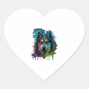 Husky Dog Heart Sticker