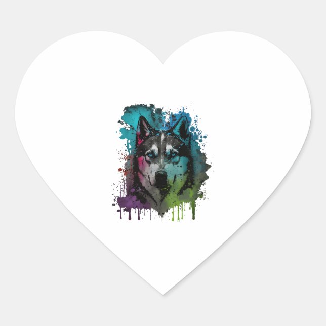 Husky Dog Heart Sticker (Front)