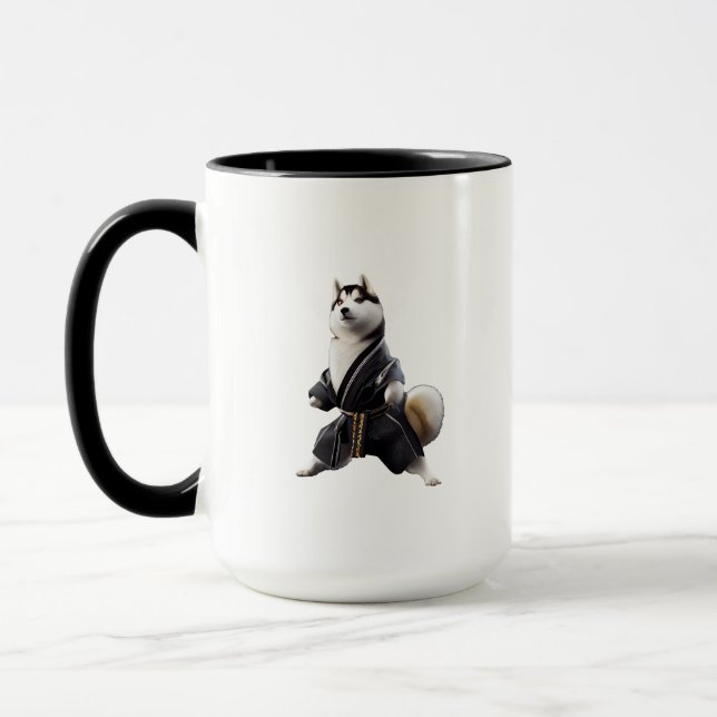Husky Dog Knows Karate, Husky Dog Karate Player Mug (Left)