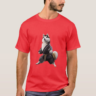 Husky Dog Knows Karate, Husky Dog Karate Player T-Shirt