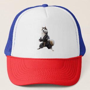 Husky Dog Knows Karate, Husky Dog Karate Player Trucker Hat