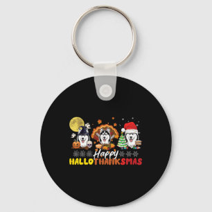 Husky Dog Lover Happy Hallothanksmas Happy Hallowe Key Ring