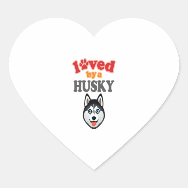 Husky Dog Lover Heart Sticker (Front)
