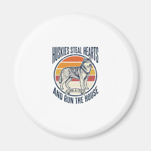 Husky Dog Lover Vintage Engraving Funny Pet Owner Magnet