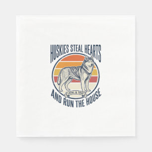 Husky Dog Lover Vintage Engraving Funny Pet Owner Napkin