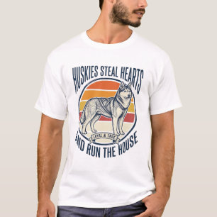 Husky Dog Lover Vintage Engraving Funny Pet Owner  T-Shirt