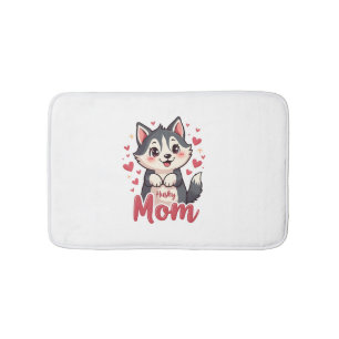 Husky Dog Mom Cute Kawaii Design Bath Mat