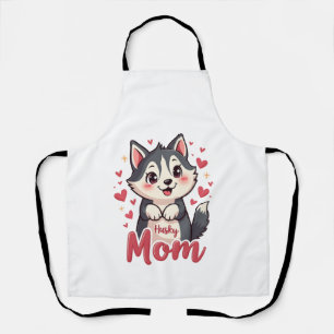Husky Dog Mum Cute Kawaii Design Apron