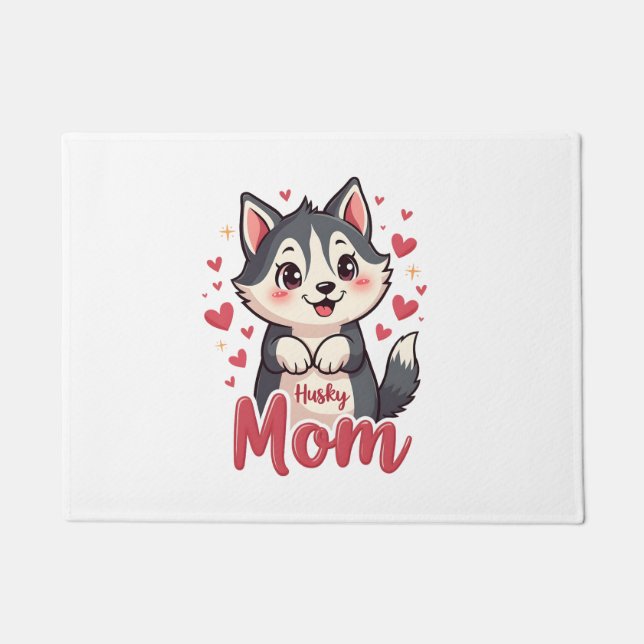 Husky Dog Mum Cute Kawaii Design Doormat (Front)