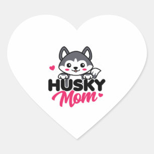 Husky Dog Mum Cute Kawaii Design Heart Sticker