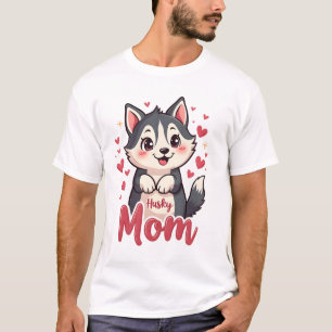 Husky Dog Mum Cute Kawaii Design T-Shirt