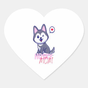 Husky Dog Mum Cute Kawaii Puppy Heart Sticker